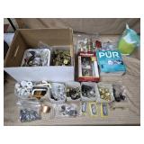 Lot of Vtg Brass, Porcelain Doorknobs, Hardware,