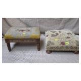 Lot of 2 Vintage Needlepoint Ottoman Stools