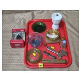 Mixed Vintage Glassware, Handtools, Milk Glass