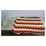 Brown, Orange, White Afghan Blanket