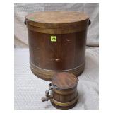 Vintage Firkin Style Lidded Bucket & Small Bucket