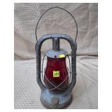 Antique Dietz Monarch Lantern w/ Red Glass Shade