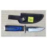 Damascus Steel Knife w/ Leather Sheath