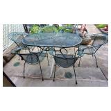 Vintage Wrought Iron Green Patio Set