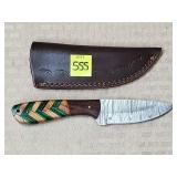 Damascus Steel Knife w/ Leather Sheath