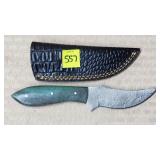 Damascus Skinner Blade w/ Leather Sheath