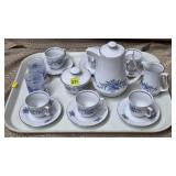 J.L. Menau Blue Floral Porcelain Coffee Service