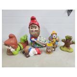 Lot of Vtg Ceramic Gnome Statues, Whimsical