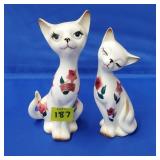 Pair of Vtg MCM Floral Cat S&P Shakers