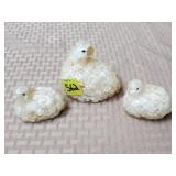 Lot of 3 Mother Of Pearl Chickens Figurines