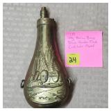 Vtg Italian Brass Black Powder Flask, Civil War