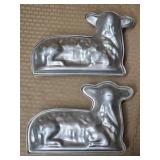 Lot of 2 Aluminum Sheep Cake Pans