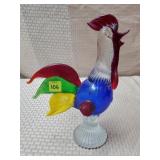 Vtg Art Glass Multi-Colored Rooster Sculpture
