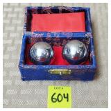 Chrome Baoding Balls in Silk Oriental Box