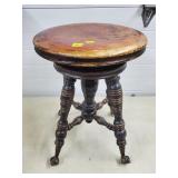 Antique Victorian Piano Stool w/ Clawfeet
