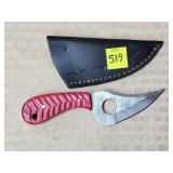 Damascus Skinner Knife W/ Leather Sheath