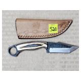 Damascus Steel Knife W/ Leather Sheath