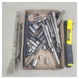 Tray Lot of Sockets, Stanley Sharpshooter, Tools
