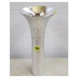 14" H Silver-Tone Metallic Trumpet Vase - MCM