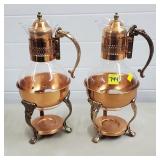Lot of 2 Vtg Copper Tone Coffee/Tea Carafe Warmers