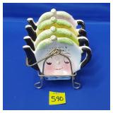 Vintage Tea Bag Holders w/ Metal Stand
