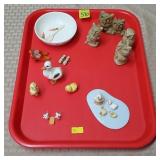 Mini Porcelain Ducks w/ Pond Figurines, Owl Figure