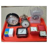 Lot of Vintage Travel Alarm Clocks, Small Clocks