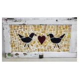 Handmade Mosaic Art Window in Old Frame