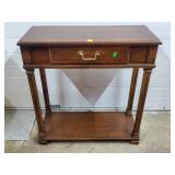 Dark Wood Console Table w/ Single Brass Drawer