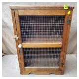 Primitive Rustic Wood Chicken Wire Cabinet