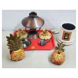 Lot of 2 Candlestick Holders, Pineapple Trinket