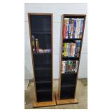 Lot of 2 VHS Racks w/ Assorted VHS Tapes