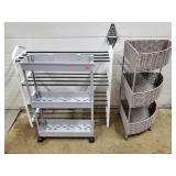 Wicker Side Storage Shelf, Shoe Rack, Plastic