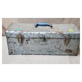 Vtg Metal Tool Box w/ Vtg Drill, Hand Tools