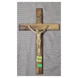 Vintage Handcarved Holy Land Olive Wood Crucifix