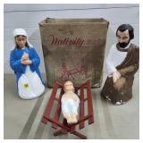 Vtg Empire Blowmold Nativity Set (3-Pc) w/ Box