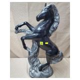 25" H Black Horse Ceramic Sculpture