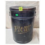 Antique Flour Tin w/ Lid - 14 1/2" H