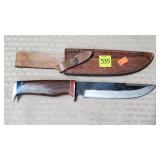 Damascus Steel Knife W/ Leather Sheath