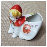 Vintage Red Riding Hood Ceramic Planter