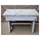 Primitive White Painted Wood Bench