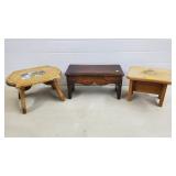 Lot of 3 Wooden Step Stools/Benches