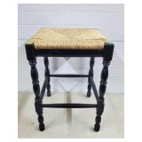 Colonial Style Black Paiinted Rush Seat Foostool