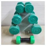 Vtg Bollinger Vinyl-Coated Dumbbell Set