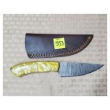 Damascus Steel Knife w/ Leather Sheath