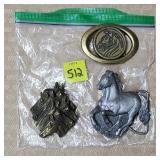 Lot of 3 Horses Belt Buckles