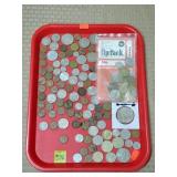 Tray Lot of Assorted Foreign Coins