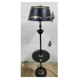 Vintage Metal Tole Floor Lamp/End Table