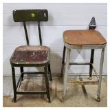 Lot of 2 Vintage Industrial Metal Stools