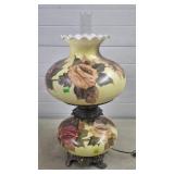Vintage Handpainted Floral Hurricane Lamp